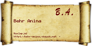Behr Anina névjegykártya